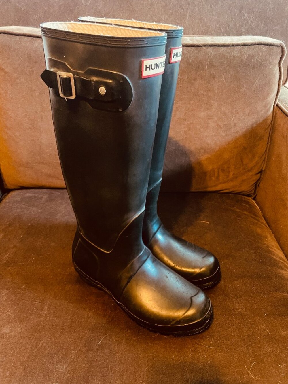 Mint Condition Hunter Wellies Black Rubber High Boots Women's Sz 7 UK 5 EU 38